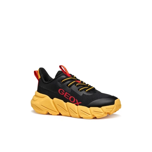 Geox Flexyper Fast Boy Sneakers Black Mesh Low Cut Breathable Cushioned Sole TPU Protection For Active Kids Size 32 Modern Design J46N1A.0149J.C0054 - Image 3