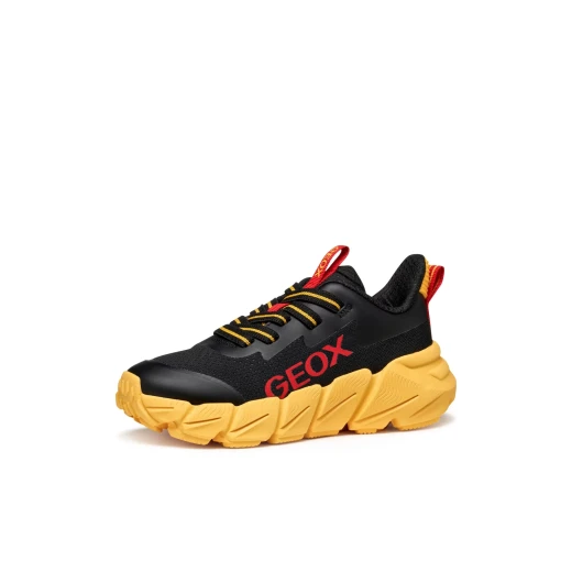Geox Flexyper Fast Boy Sneakers Black Mesh Low Cut Breathable Cushioned Sole TPU Protection For Active Kids Size 32 Modern Design J46N1A.0149J.C0054 - Image 4