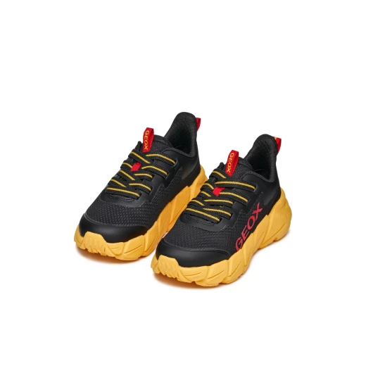 Geox Flexyper Fast Boy Sneakers Black Mesh Low Cut Breathable Cushioned Sole TPU Protection For Active Kids Size 32 Modern Design J46N1A.0149J.C0054 - Image 7