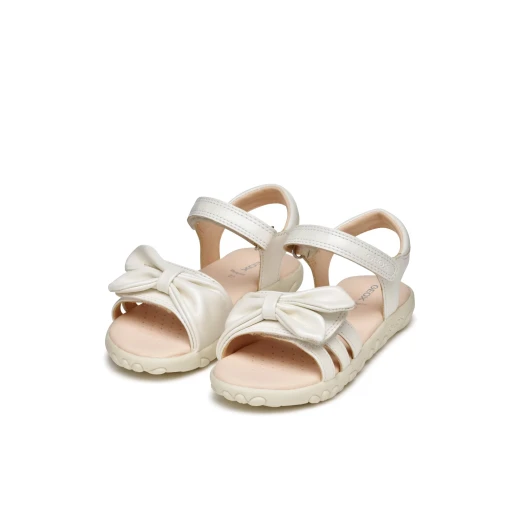 Geox Haiti Girl Sandals White Size 35 Pearlescent Leather Effect Design with Bow Embellishment Comfortable Lightweight Sandals Perfect for Girls for Everyday Wear and Holiday Fun - Image 25