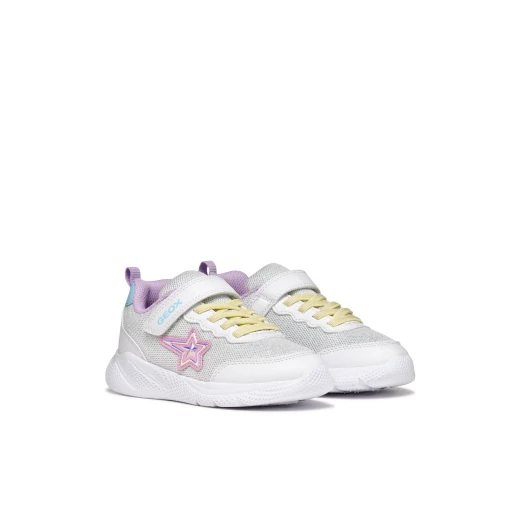 Geox Sprintye Girl Sneakers White 33 Lightweight Breathable Low Cut Shoes for Girls Sporty Design Shiny Fabric Leather Effect Casual Wear Ideal for School Playtime - Image 7