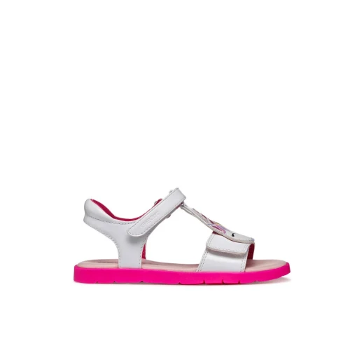 Joyfoot Girl's Sandals White Patent Leather with Stitched Patch Detail, Comfortable Everyday Footwear, Size 28 - Image 2