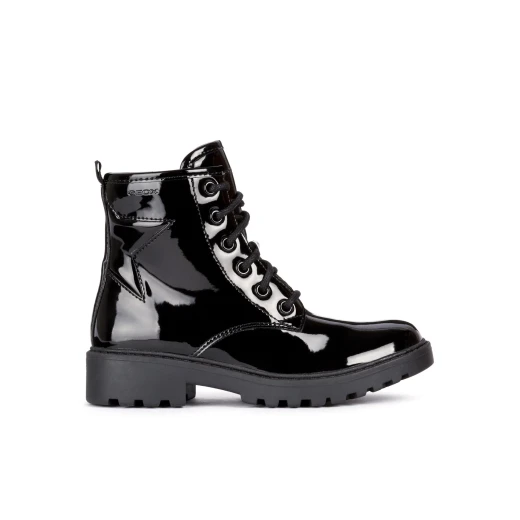 Casey Girl Ankle Boots Black Patent 28 Combat Style Girls' Footwear