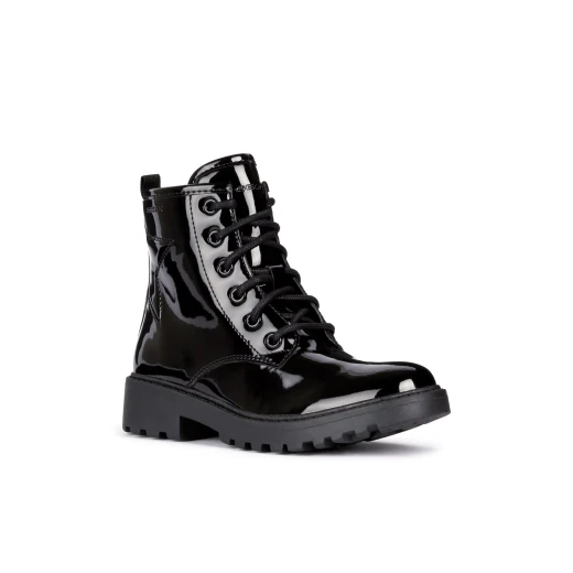 Casey Girl Ankle Boots Black Patent 28 Combat Style Girls' Footwear - Image 3