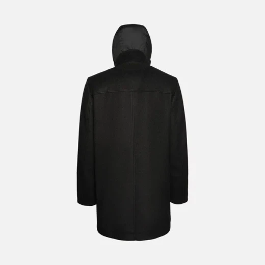 Geox Monreale Man's Longline Coat Black with Removable Hood in Soft Hi Tech Velour Fabric 58. Versatile Everyday Outerwear Padded for Autumnal Temperatures. M3615A.T3028.F9000 - Geox - Image 6