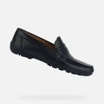 Geox Kosmopolis+Grip Men's Black Leather Loafer Timeless City Style Lightweight Breathable Comfortable Flexible Outsole Effective Grip Size 42 Perfect Everyday Wardrobe Essential - Kosmopolis