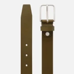 BELT MAN Olive Green Leather Belt for Men 105 cm Minimalist Design Vegetable Tanned Leather Slender Buckle Everyday Wear - Geox