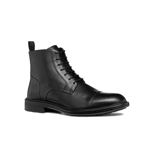 Geox Walk Pleasure Men's Black Leather Ankle Boots Size 41 Lace Up Design Comfortable for Office Wear Formal Engagements Superior Cushioning and Fast Delivery - Geox - Image 2