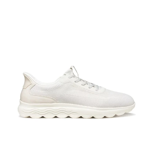 Geox Spherica Plus Men's Sneakers Off White Size 41 Featuring Fast In Technology for Easy Entry Breathable Knit and Nubuck Effect Material Ultra Cushioning Stylish Casual Shoes - Geox - Image 2