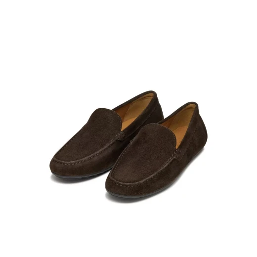 Istria Man Dark Brown Suede Loafer Slip On Shoes 45 Men's Metropolitan Style Comfortable and Breathable Design Flexible Suede Construction Stylish Footwear U653KC.00022.C6006 - Geox - Image 7