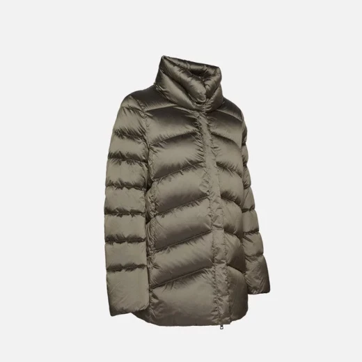 Geox Adrya Woman Puffer Jacket Bright Cement Hi Shine Nylon Winter Coat - Geox - Image 3