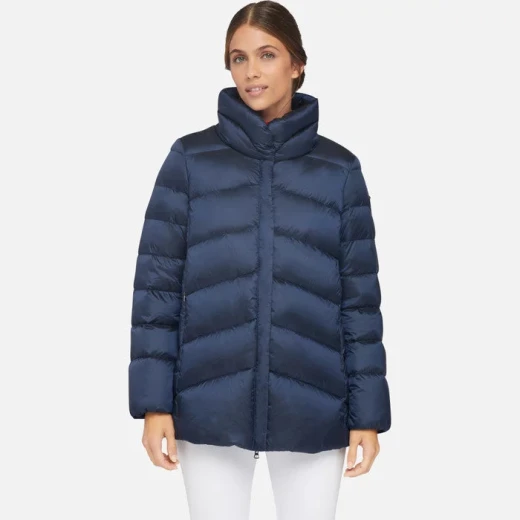 Geox Adrya Woman's Hi Shine Puffer Jacket Dark Blue 50, Eco Friendly Warm Winter Coat with Burnished Hardware and Elegant Collar for Everyday Style and Fast Delivery Geox Adrya Woman's Hi Shine Puffer Jacket Dark Blue 50, Eco Friendly Warm Winter Coat with Burnished Hardware and Elegant Collar for Everyday Style and Fast Delivery