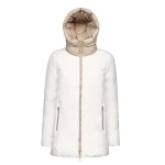 Geox Spherica Woman's Reversible Jacket with Hood White Color, Featuring Recycled Padding and Breathable Design, Perfect for Colder Days, Available in Size 38, W4628A.TC191.F1792