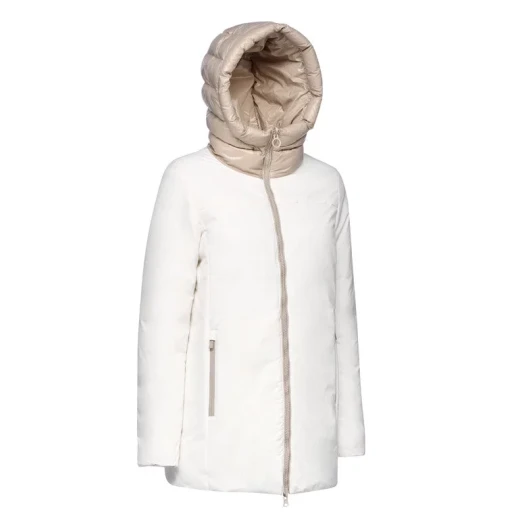 Geox Spherica Woman's Reversible Jacket with Hood White Color, Featuring Recycled Padding and Breathable Design, Perfect for Colder Days, Available in Size 38, W4628A.TC191.F1792 - Image 3