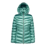 ZOSMA Woman Winter Jacket with Detachable Hood Green Color 46 Designed for Cold Winter Months Made from Shiny Satin and Recycled EcologicWARM Wadding - Geox