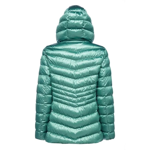 ZOSMA Woman's Winter Jacket with Detachable Hood Green Size 42 Crafted from Shiny Satin and Recycled EcologicWARM Wadding Feminine Cut Accentuates Waist Ideal for Cold Months - Geox - Image 7