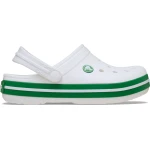 Crocs Kids' Crocband Clog White Lightweight Comfort Shoes for Boys & Girls Sizes 32 33 with Sporty Racing Stripe Design Durable Croslite Material for All Day Wear - Crocs