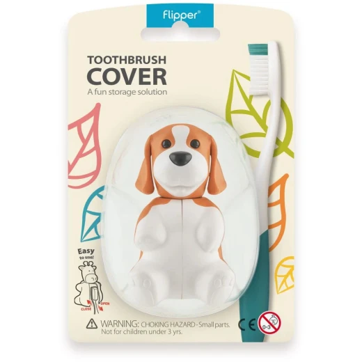 Flip Fun Animal Beagle Toothbrush Cover for Kids: Protective Case with Cute Design to Keep Toothbrush Clean and Germ-Free, Perfect for School & Travel, Child-Safe Materials