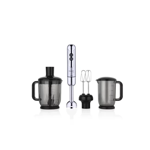 Korkmaz Mia Mega Blender Set Inox Chrome A447-16 850W 1.5L Capacity with Chopper and Whisk Attachments