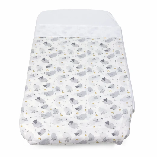 Chicco Next2Me Crib Sheets Set Grey Sheep 2-Piece 100% Cotton Breathable Fits Next2Me, Dream, Magic, and Essential Cribs Machine Washable Soft Baby Bedding Sheets Premium Quality, 50x110cm Chicco Next2Me Crib Sheets Set Grey Sheep 2-Piece 100% Cotton Breathable Fits Next2Me, Dream, Magic, and Essential Cribs Machine Washable Soft Baby Bedding Sheets Premium Quality, 50x110cm