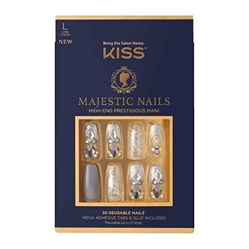KISS Majestic Press On Nails Sparkle Finish KMA03C for Instant Salon Quality Manicure - Kiss