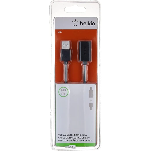 كابل تمديد USB من بيلكين بطول 6 أقدام - أسود، USB-A إلى USB-A، نقل بيانات موثوق