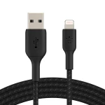 كابل بلكين بوست تشارج مضفّر من نوع USB-A مع موصل لايتنينغ، بطول 3 أمتار، أسود - بيلكين