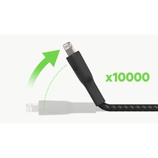 كابل بلكين بوست تشارج مضفّر من نوع USB-A مع موصل لايتنينغ، بطول 3 أمتار، أبيض - بيلكين - Image 4
