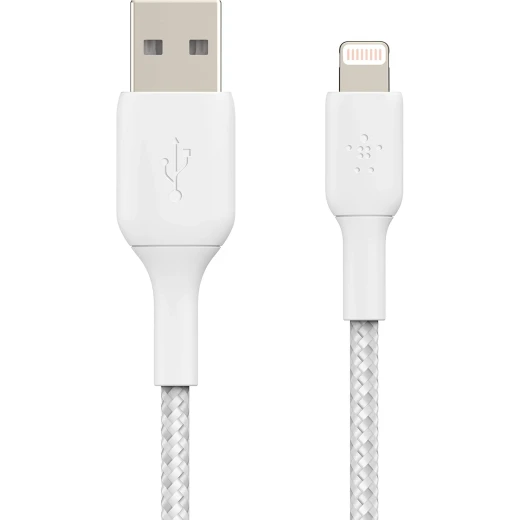 كابل بلكين بوست تشارج مضفّر من نوع USB-A مع موصل لايتنينغ، بطول 3 أمتار، أبيض - بيلكين - Image 5