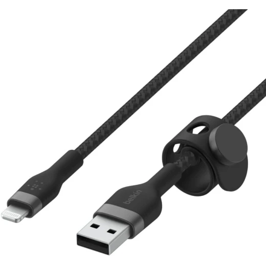 Belkin BoostCharge PRO Flex USB-A Braided Silicone Cable with Lightning Connector, 1M, Black - Belkin - Image 3