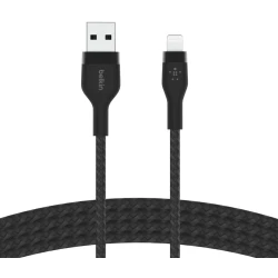 Belkin BoostCharge PRO Flex USB-A Braided Silicone Cable with Lightning Connector, 1M, Black