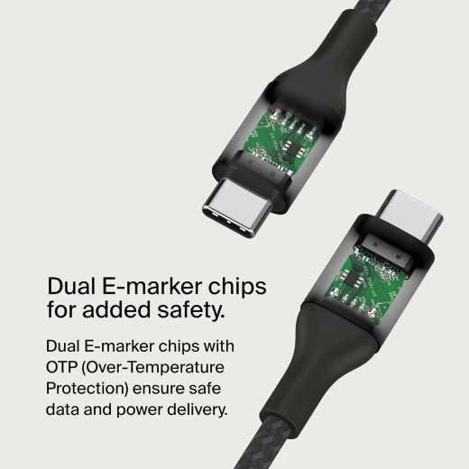 كابل بيلكن 240W USB-C إلى USB-C بطول 3.3 قدم أسود - شحن سريع لأجهزة iPhone و Samsung و MacBook والمزيد - بيلكين - Image 3