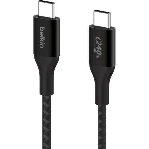 كابل بيلكن 240W USB-C إلى USB-C بطول 3.3 قدم أسود - شحن سريع لأجهزة iPhone و Samsung و MacBook والمزيد