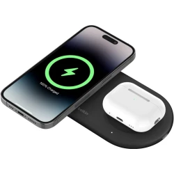 شاحن بيلكن اللاسلكي المغناطيسي 2 في 1 Qi2 15W - شحن سريع لجهاز iPhone و AirPods
