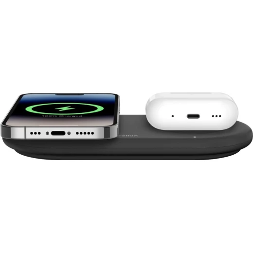 شاحن بيلكن اللاسلكي المغناطيسي 2 في 1 Qi2 15W - شحن سريع لجهاز iPhone و AirPods - بيلكين - Image 5