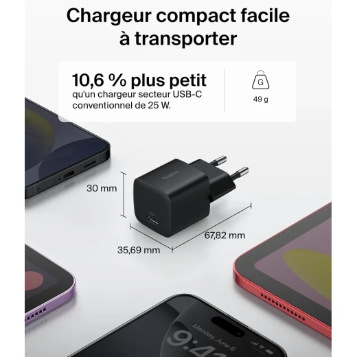 Belkin USB-C Wall Charger 25W, PD 3.0 Fast Charger with PPS for iPhone 16, iPhone 15 Plus, Pro, Pro Max, iPad, Samsung Galaxy S25, Pixel 9 and Nintendo Switch - Belkin - Image 3