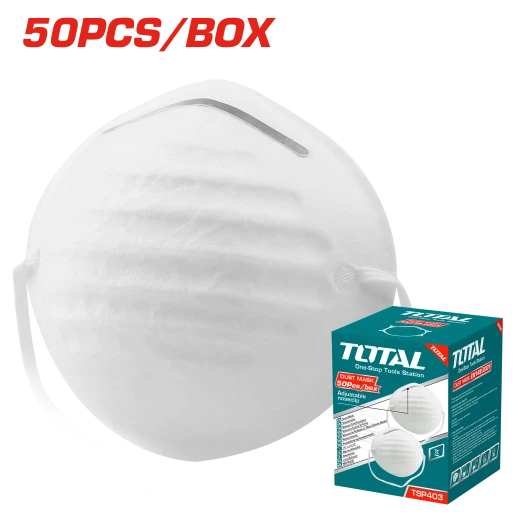 كمامات غبار من توتال – 50 قطعة (TSP403)، مريحة في الاستخدام مع مشبك أنف قابل للتعديل