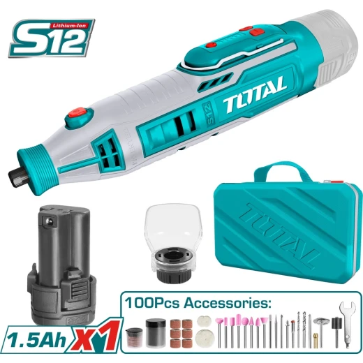 TOTAL 12V Lithium-Ion Cordless Grinder, Compact, Lightweight, Powerful for Grinding, Cutting, Polishing & Sanding TOTAL 12V Lithium-Ion Cordless Grinder, Compact, Lightweight, Powerful for Grinding, Cutting, Polishing & Sanding