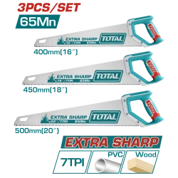 طقم منشار خشب يدوي 3قطع - 16", 18", 20" من توتال (TOS23093)