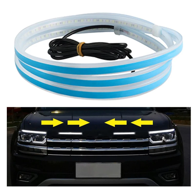 Car LED Hood Light Strip 1.8M, Flowing Welcome Light for Car Decoration, Waterproof, Flexible, Easy Install, Universal Fit for Most Vehicles