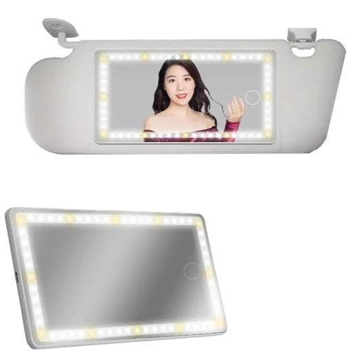 مرآة سيارة تعمل باللمس LED: مرآة زينة مضيئة لسيارتك