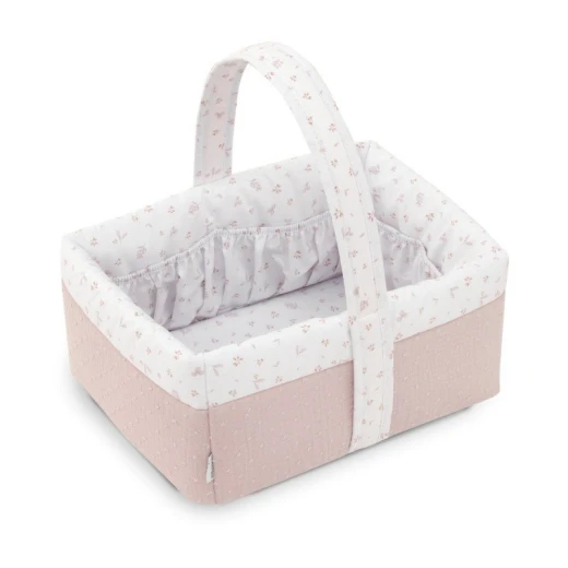 Cambrass Plumeti Pink Layette Basket 22.5x29x29 cm, Padded Baby Toiletry Organizer