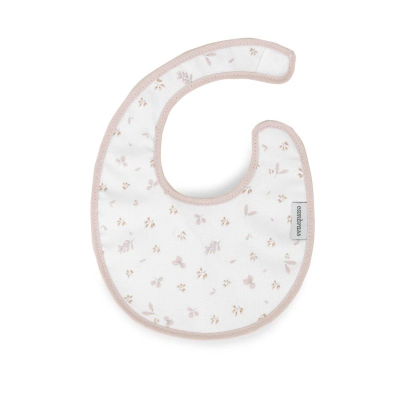Cambrass Plumeti Pink Round Baby Bib with Velcro Closure 16x19x1 cm - Cambrass