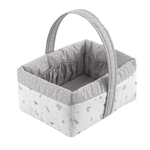 Cambrass Ardi Grey Layette Basket 22.5x29x29 cm, Padded, for Baby Toiletry Items