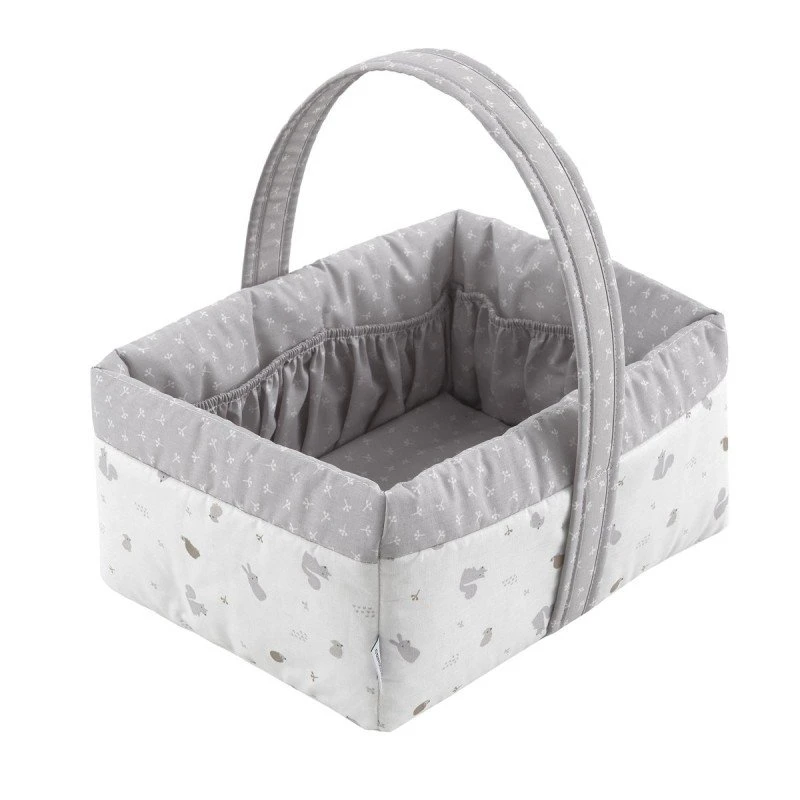 Cambrass Ardi Grey Layette Basket 22.5x29x29 cm, Padded, for Baby Toiletry Items - Cambrass