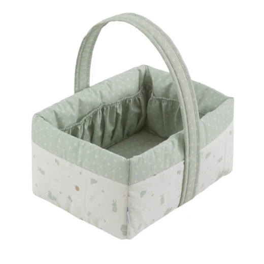 Cambrass ARDI Green Layette Basket 22.5x29x29 cm, Padded, for Baby Toiletry Items