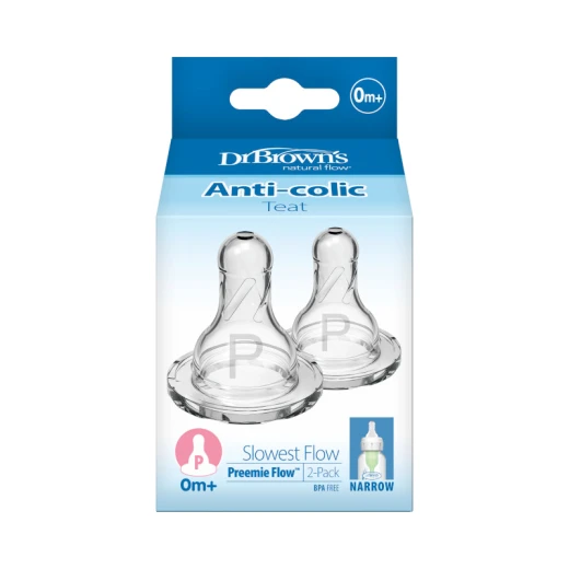 Dr.Brown's Narrow -Neck Silicone Nipple Preemie Level , 2-Pack Dr.Brown's Narrow -Neck Silicone Nipple Preemie Level , 2-Pack