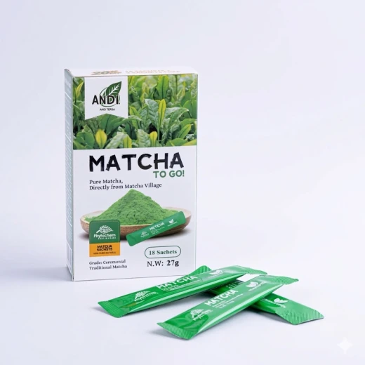 Organic Matcha To Go 18 Sachets Premium Ceremonial Green Tea Powder 27g Total Single Serve Convenient Pack Natural Energy Boost Rich in Antioxidants Travel Work Daily Use Healthy Lifestyle Easy Preparation Drink - Andi terra - Image 2