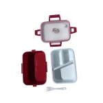 3-Compartment Kids Lunch Box – Leak Proof School Bento Box (Green – Red – Navy) - Amigo
