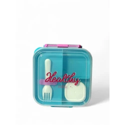 Healthy Lunch Box with Compartments & Fork – Leakproof School Food Container with Transparent Lid & Safety Lock